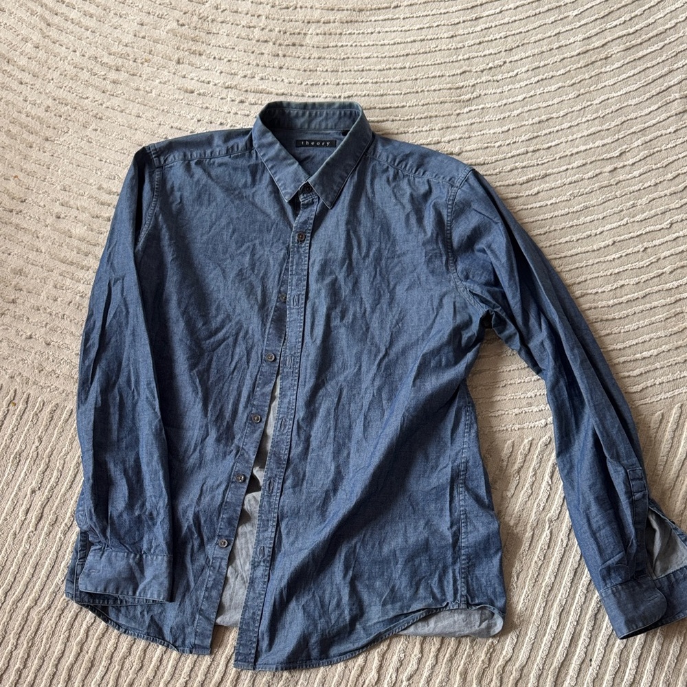 Theory Denim Blue Long-Sleeve Shirt